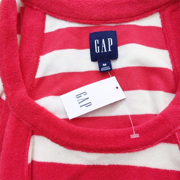 NWOT: GAP Terry Cloth Towel Red & White Stripe Dress - Picture 8 of 10
